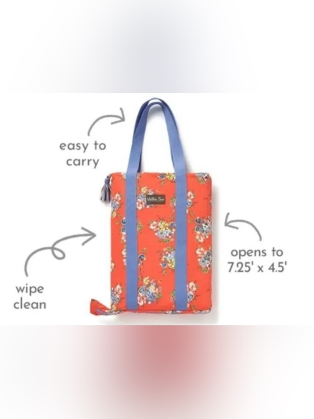Matilda Jane Life's A Picnic Fold Up Carry Tote Blanket Red Blue Floral Polkadot